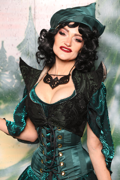 Cropped Faerie Bodice In Black & Green Medallion - Day 3 of 12 Days of Christmas