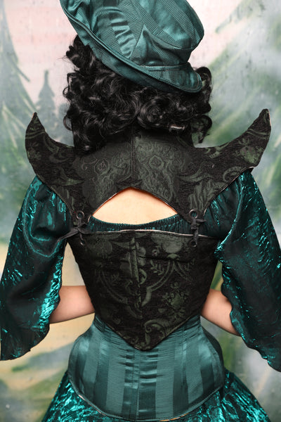 Cropped Faerie Bodice In Black & Green Medallion - Day 3 of 12 Days of Christmas