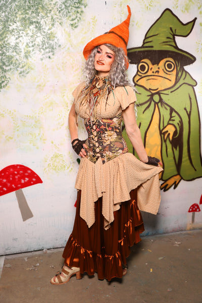 Flutterfall Trousers in Copper Stretch Satin - Spooky Saturday Part 1