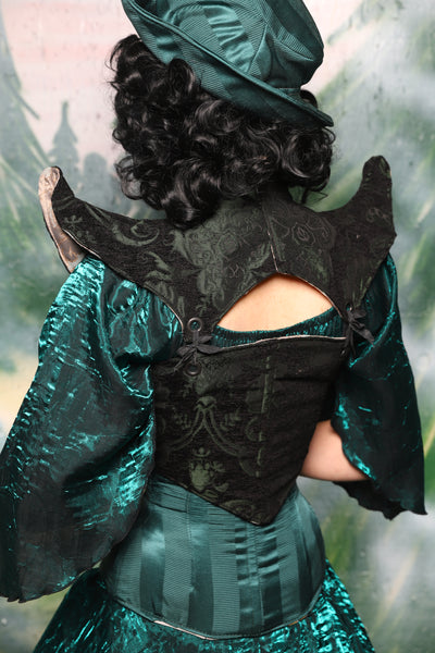 Cropped Faerie Bodice In Black & Green Medallion - Day 3 of 12 Days of Christmas
