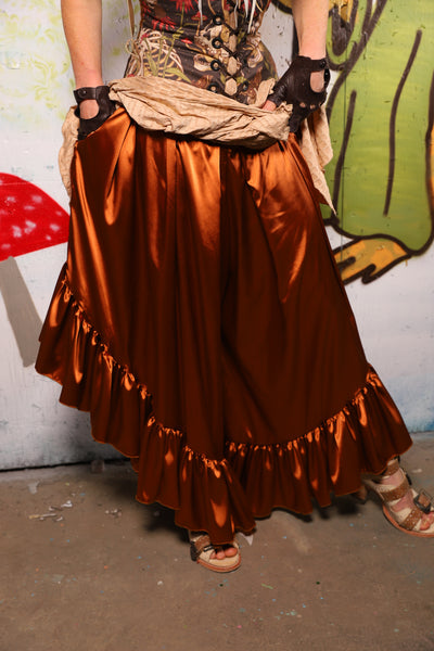 Flutterfall Trousers in Copper Stretch Satin - Spooky Saturday Part 1