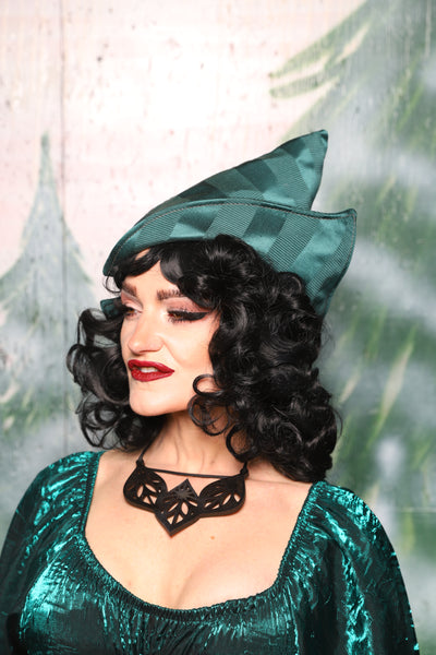 Crooked Point Hat in Wintergreen Matte & Satin Stripe - Day 3 of 12 Days of Christmas