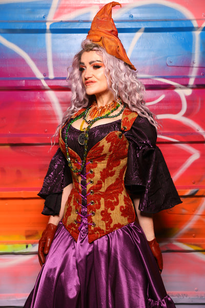 02. Courtier Corset in Redwood Damask Chenille - A Chest Full of Jewels Collection