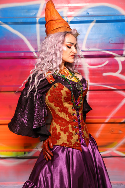 02. Courtier Corset in Redwood Damask Chenille - A Chest Full of Jewels Collection
