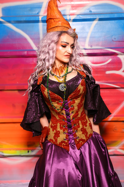 02. Courtier Corset in Redwood Damask Chenille - A Chest Full of Jewels Collection