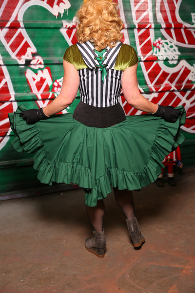 Mini Fairy Skirt with Ruffle in Matte Green -  The "Oh My Garland" Collection