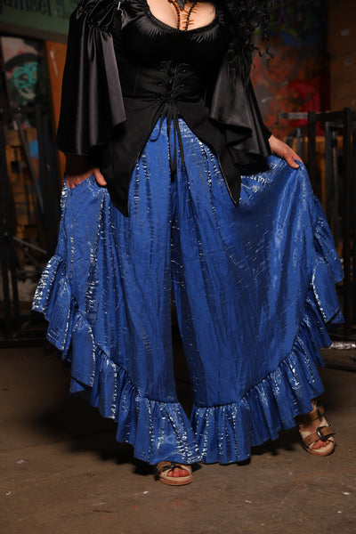 23. Flutterfall Trousers in Lake Blue Shimmer - The Artemis Collection