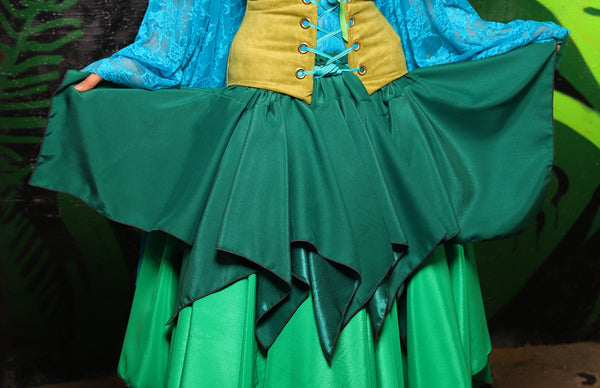 Mini Fairy in Green Reverse Crepe Satin - "Siren's Shanties" Collection
