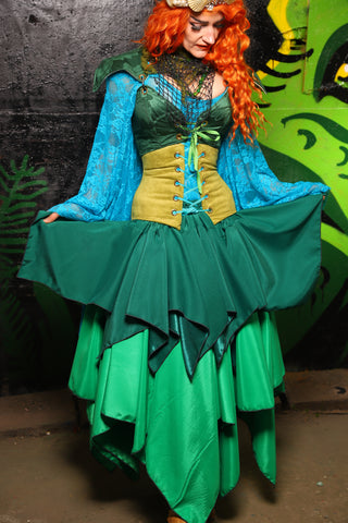 Mini Fairy in Green Reverse Crepe Satin - "Siren's Shanties" Collection