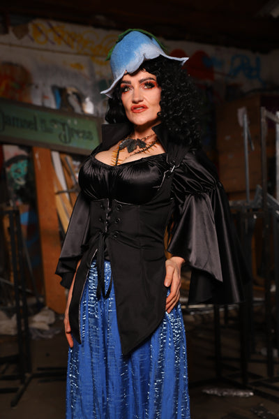 04. Artemis Underbust Corset in Black Upholstery - The Artemis Collection