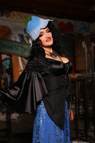 04. Artemis Underbust Corset in Black Upholstery - The Artemis Collection
