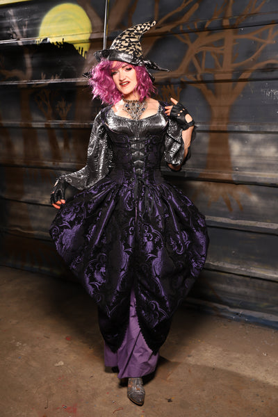 20. Queenie Skirt w/Sewn in Skirt Hikes in Black & Purple Medallion *NO POCKETS* - THE HEXES, HEMS & HYSTERIA COLLECTION