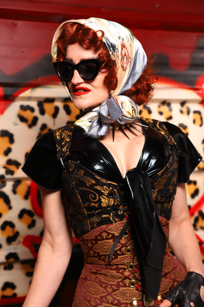 06. Cropped Courtier in Gold Vine – The Lipstick and Caviar Collection