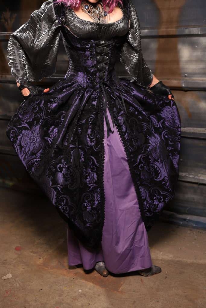 20. Queenie Skirt w/Sewn in Skirt Hikes in Black & Purple Medallion *NO POCKETS* - THE HEXES, HEMS & HYSTERIA COLLECTION