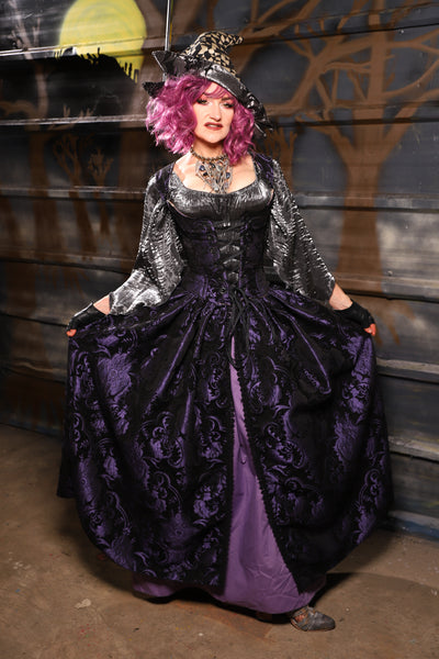 20. Queenie Skirt w/Sewn in Skirt Hikes in Black & Purple Medallion *NO POCKETS* - THE HEXES, HEMS & HYSTERIA COLLECTION