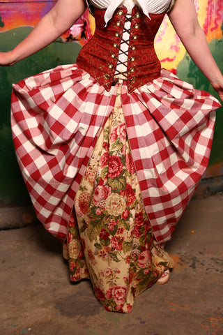 Split Front Overskirt in Picnic Blanket Gingham - A-Tisket A-Tasket Collection