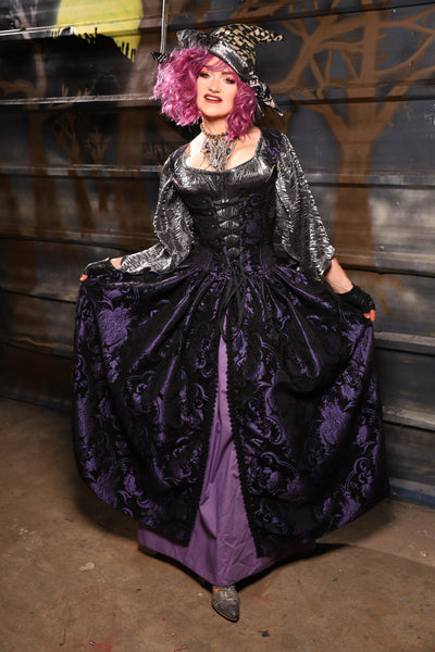 20. Queenie Skirt w/Sewn in Skirt Hikes in Black & Purple Medallion *NO POCKETS* - THE HEXES, HEMS & HYSTERIA COLLECTION