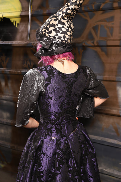 05. Maiden Bodice in Black & Purple Medallion - THE HEXES, HEMS & HYSTERIA COLLECTION