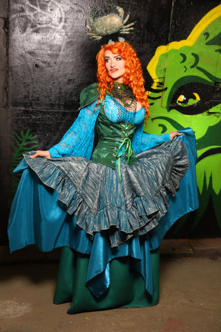 Mini Fairy Skirt w/ruffle in River Bend Ripple Taffeta - "Siren's Shanties" Collection