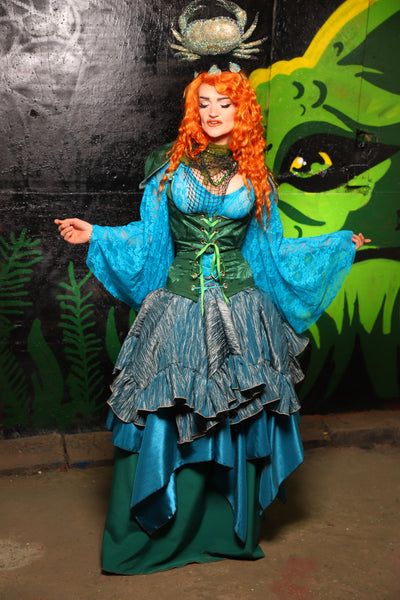 Mini Fairy Skirt w/ruffle in River Bend Ripple Taffeta - "Siren's Shanties" Collection
