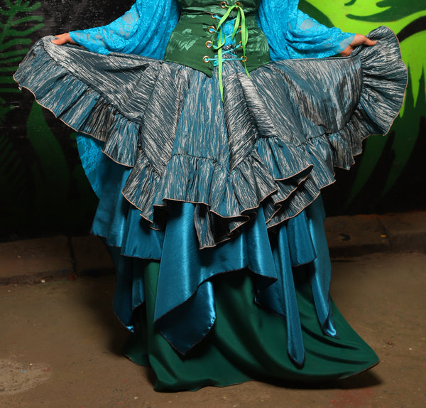 Mini Fairy Skirt w/ruffle in River Bend Ripple Taffeta - "Siren's Shanties" Collection