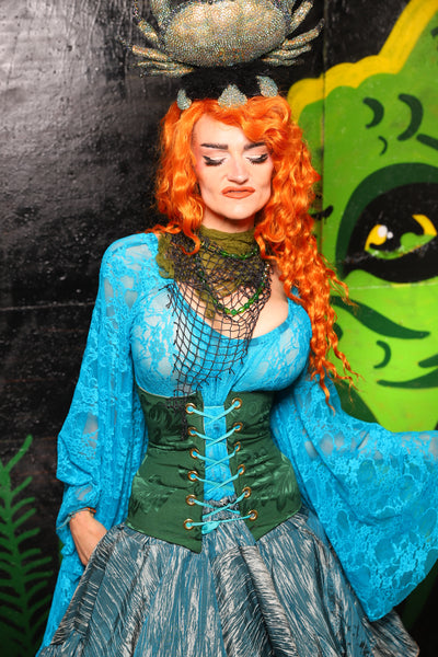 Petite Wench Corset in Shamrock Damask - "Siren's Shanties" Collection