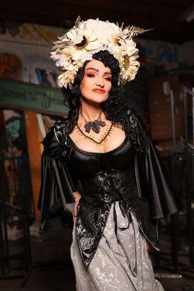04. Artemis Underbust Corset in Black Upholstery - The Artemis Collection