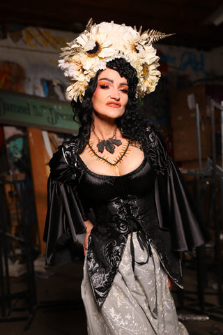 03. Artemis Underbust Corset in Black & Silver Medallion - The Artemis Collection