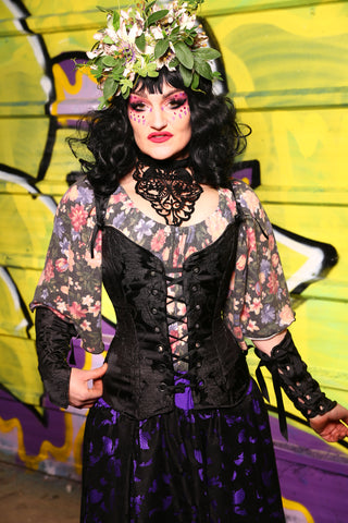 42-Heidi Corset in Black Damask Jacquard - "The Violet Hour" Collection