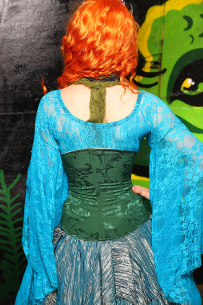 Petite Wench Corset in Shamrock Damask - "Siren's Shanties" Collection