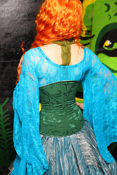 Petite Wench Corset in Shamrock Damask - "Siren's Shanties" Collection