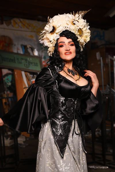 04. Artemis Underbust Corset in Black Upholstery - The Artemis Collection