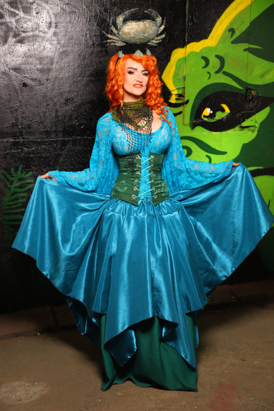 Fairy Skirt in Turquoise Shantung - "Siren's Shanties" Collection