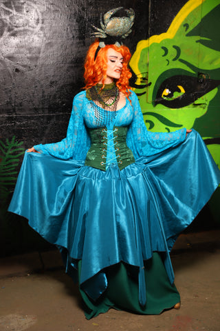 Fairy Skirt in Turquoise Shantung - "Siren's Shanties" Collection