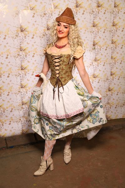 01. Oktoberfest Set #1 Elizabethan Corset + Hobbit Tulip Skirt + Apron *blouse sold separately* - Oktoberfest Sets Collection