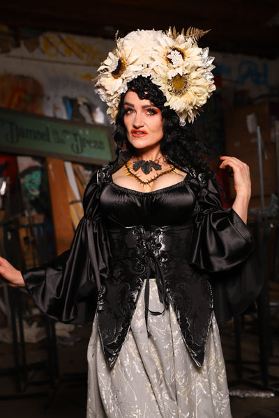 04. Artemis Underbust Corset in Black Upholstery - The Artemis Collection