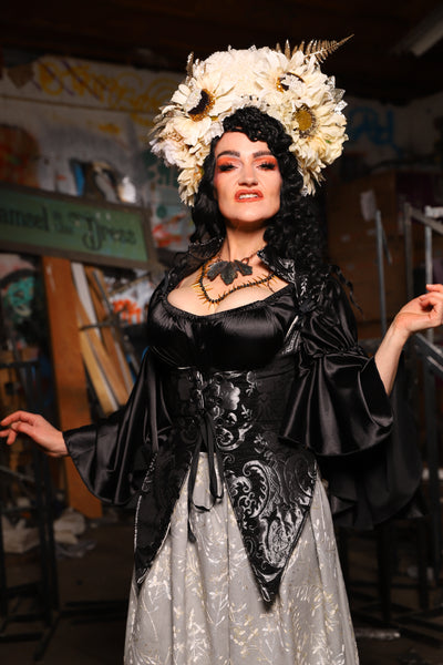 03. Artemis Underbust Corset in Black & Silver Medallion - The Artemis Collection