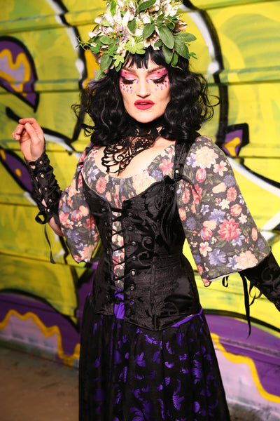 42-Heidi Corset in Black Damask Jacquard - "The Violet Hour" Collection