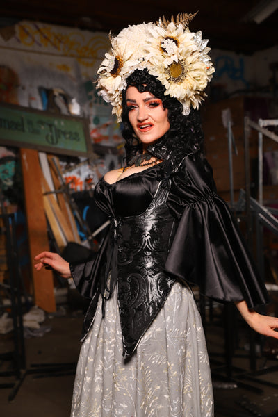 03. Artemis Underbust Corset in Black & Silver Medallion - The Artemis Collection