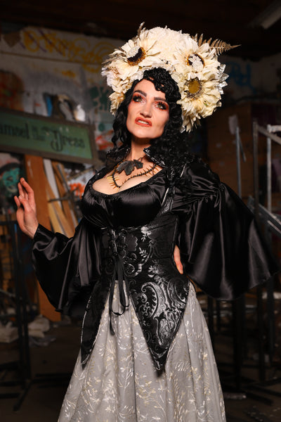 03. Artemis Underbust Corset in Black & Silver Medallion - The Artemis Collection
