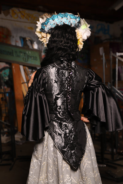 04. Artemis Underbust Corset in Black Upholstery - The Artemis Collection