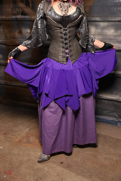 22. Mini Fairy Skirt in Royal Purple Crepe Satin - THE HEXES, HEMS & HYSTERIA COLLECTION
