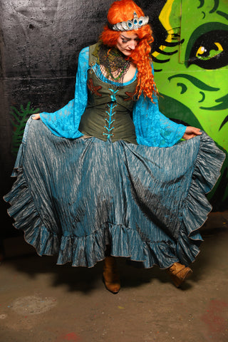 Fairy Skirt in River Bend Ripple Taffeta w/ruffle - "Siren's Shanties" Collection