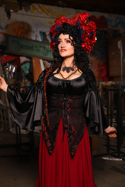 05. Artemis Underbust Corset in Crimson & Silver Medallion - The Artemis Collection