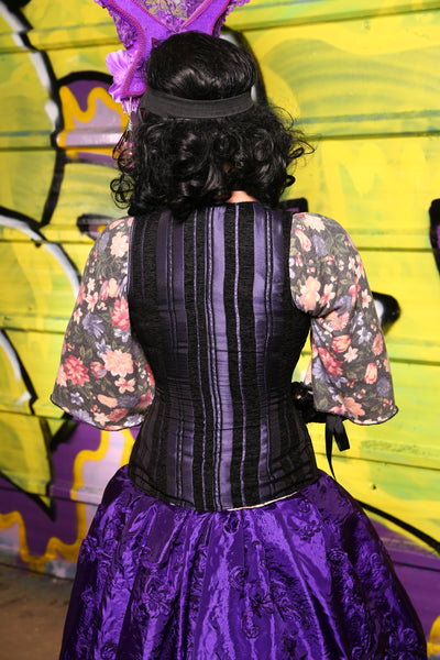 40-Heidi Corset in Black & Purple Stripe - "The Violet Hour" Collection