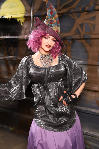 26. Classic Blouse w/leaf sleeve in Hammered Metal Shimmer - THE HEXES, HEMS & HYSTERIA COLLECTION