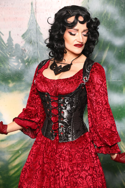 Maiden Bodice in Crimson & Gold Lattice - The Goldenberry Collection