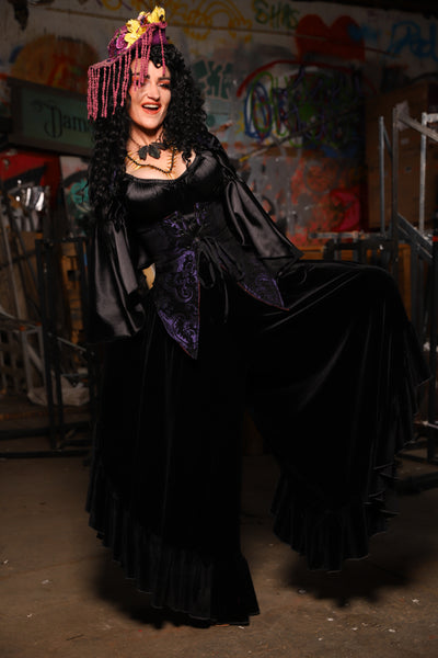 17. Flutterfall Trousers in Black Velvet - The Artemis Collection
