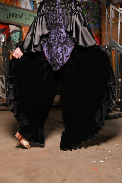 17. Flutterfall Trousers in Black Velvet - The Artemis Collection