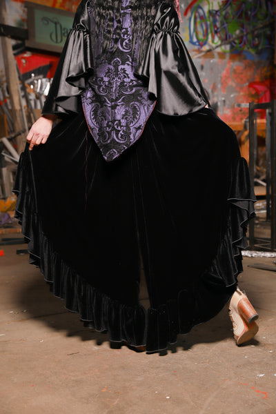 17. Flutterfall Trousers in Black Velvet - The Artemis Collection
